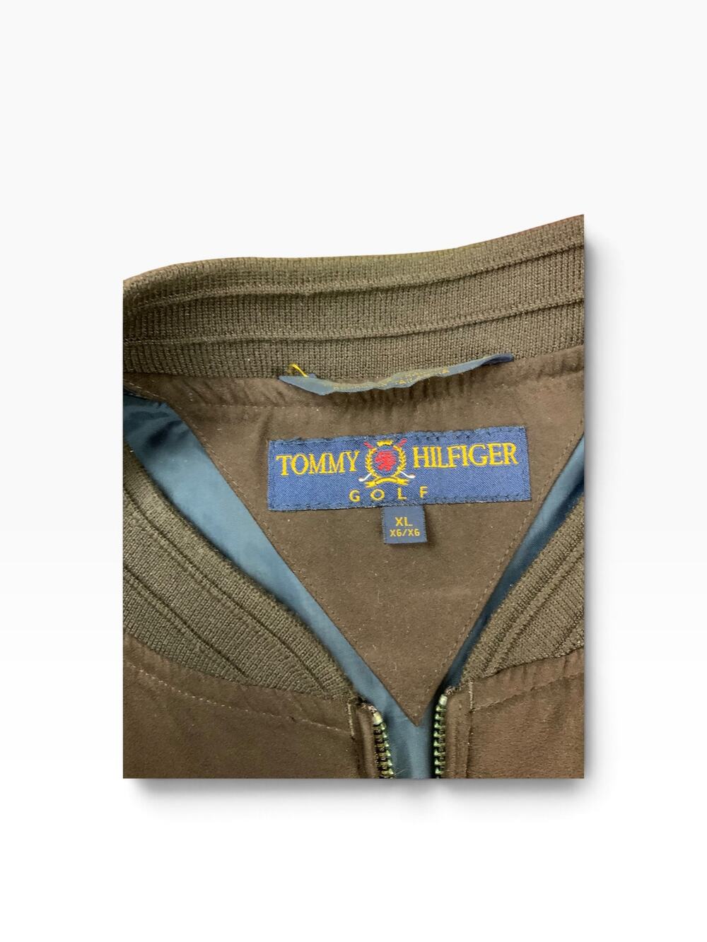 Vintage 2000 Tommy Hilfiger Golf Jacket XL Brown Bomber Full Zip Y2K Preppy